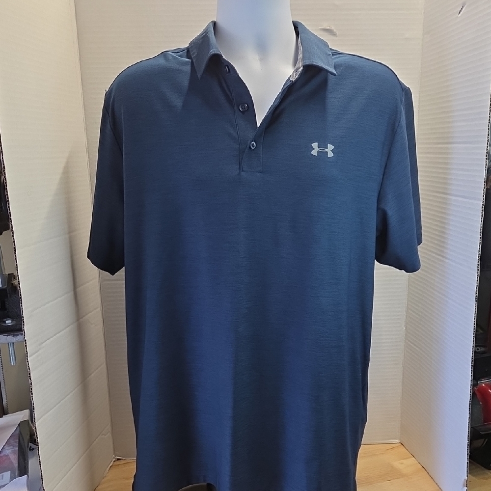 Blue Under Armour Men's Navy Polo Shirt, Large